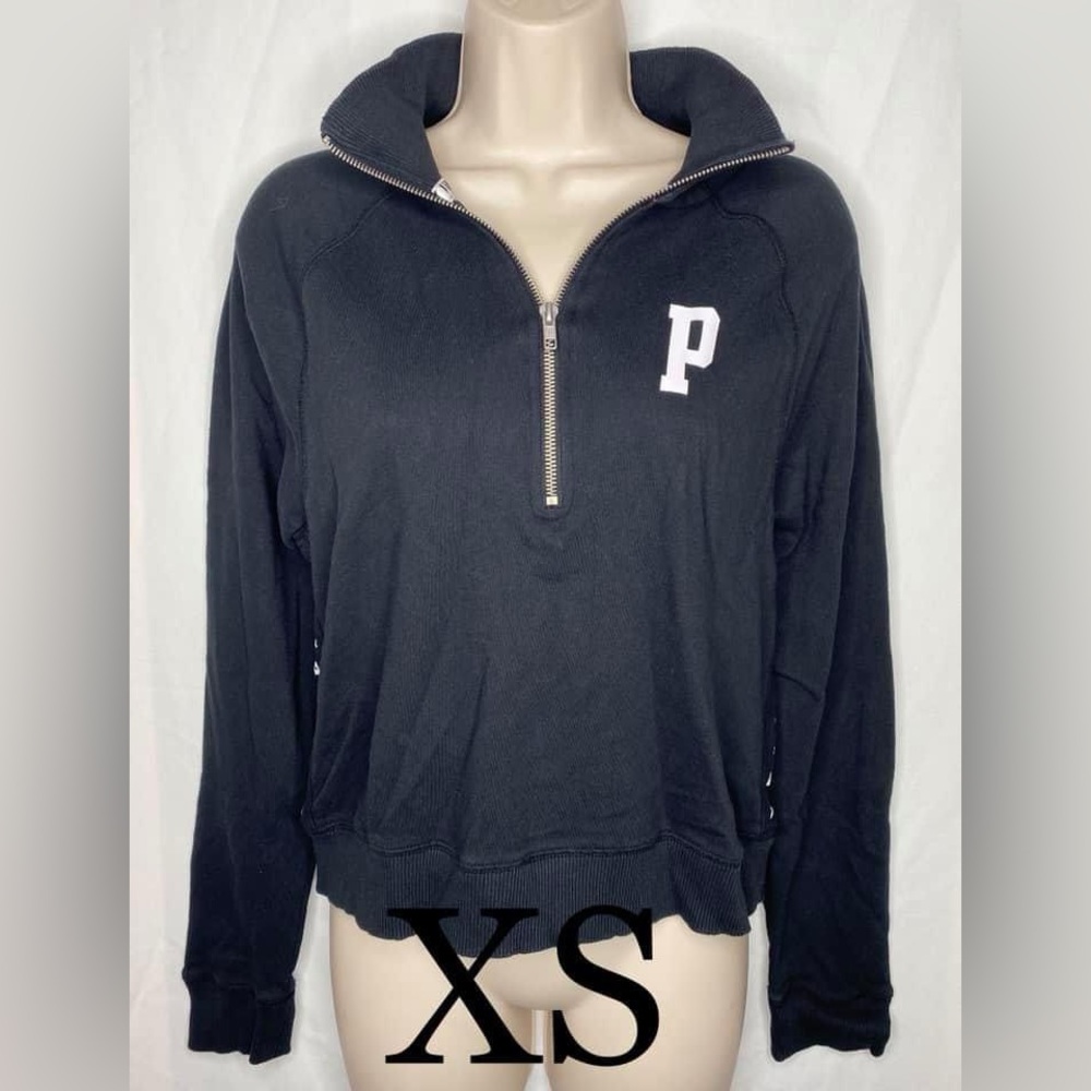 Black Victoria Secret PINK Quarter Zip Pullover Sweatshirt